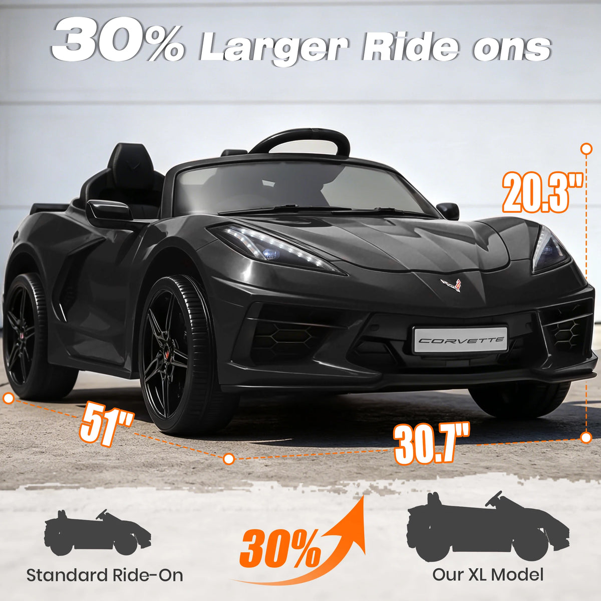 24V Ride on Licensed Chevrolet Corvette C8 Ride on Car Toys W/800W Motor, 2 Seater, Remote Control, 4 Wheels Shock Absorption, Soft Start, Led Light, 24Volt Electric Power Ride on for Big Kids