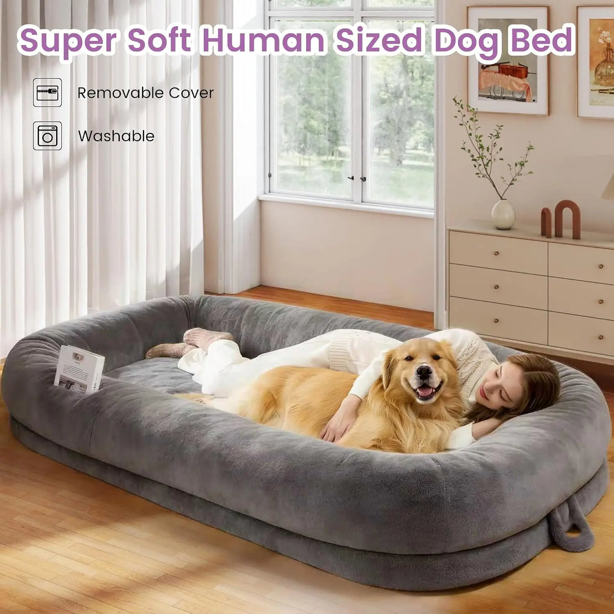 Ergonomic Cotton Human Dog Bed For Adults Cozy Resting Place