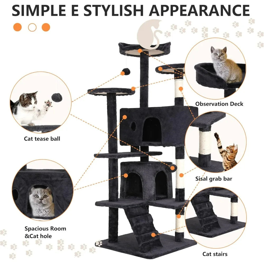 BestPet Multi Level Cat Tree Tower Featuring Sisal Scratching Posts