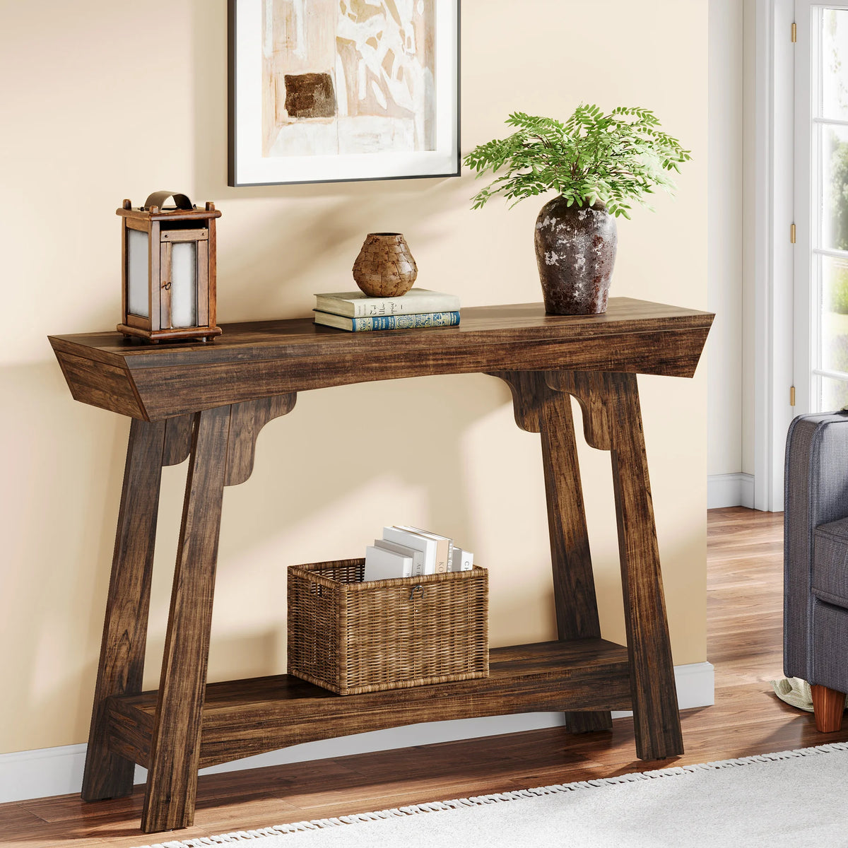 Tribesigns Wooden Entryway Console Table With Storage Shelf