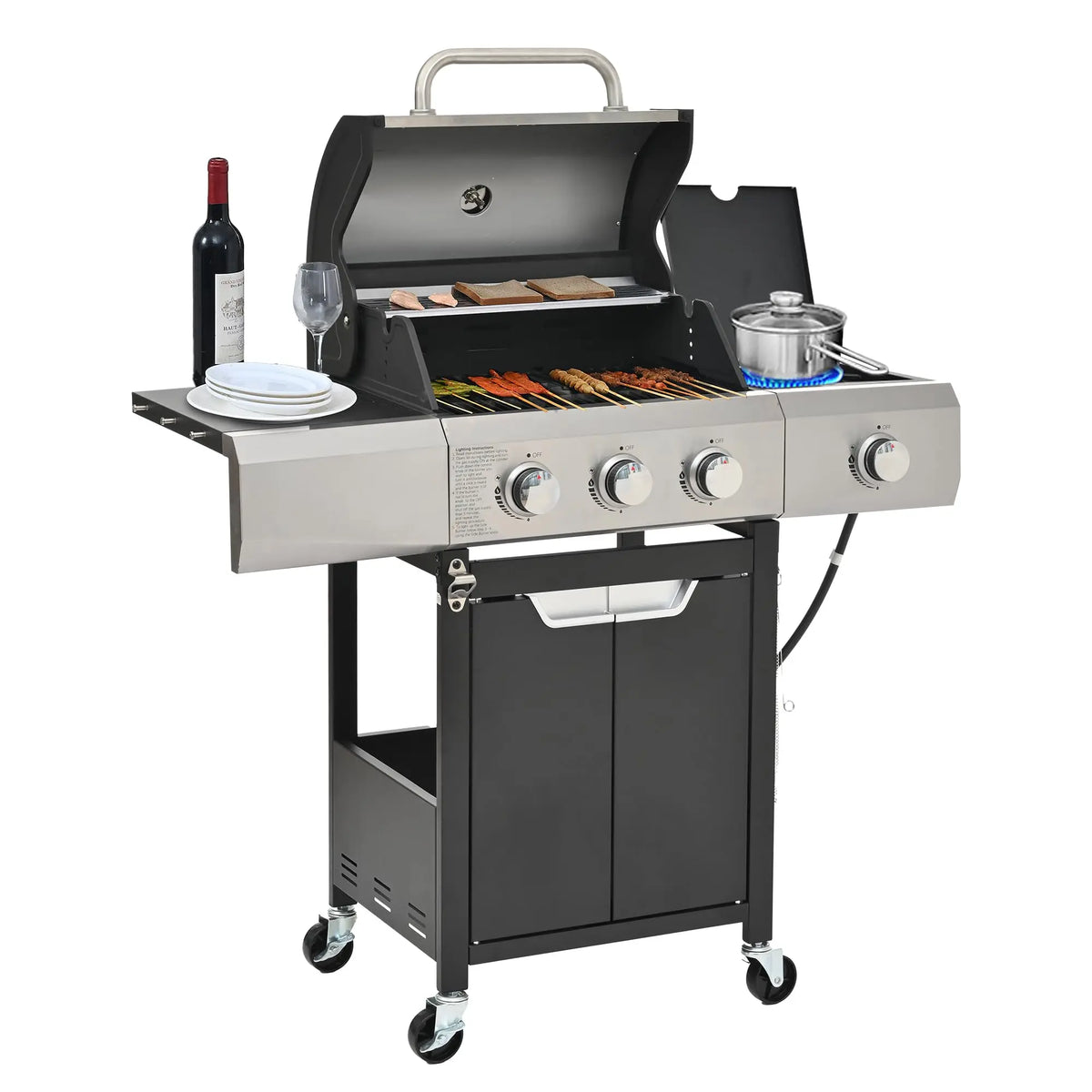 Propane Gas Grill Sear And Side Burner Stainless Steel