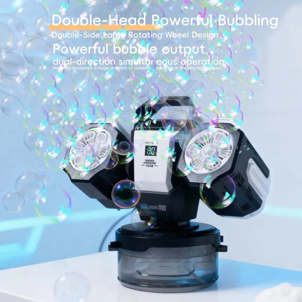 BELEMAR 2026 RC Rotating RGB Bubble Machine, Type-C Rechargeable, 30000 Bubbles/Min. Perfect for Weddings, Parties, Christmas, Halloween Presents