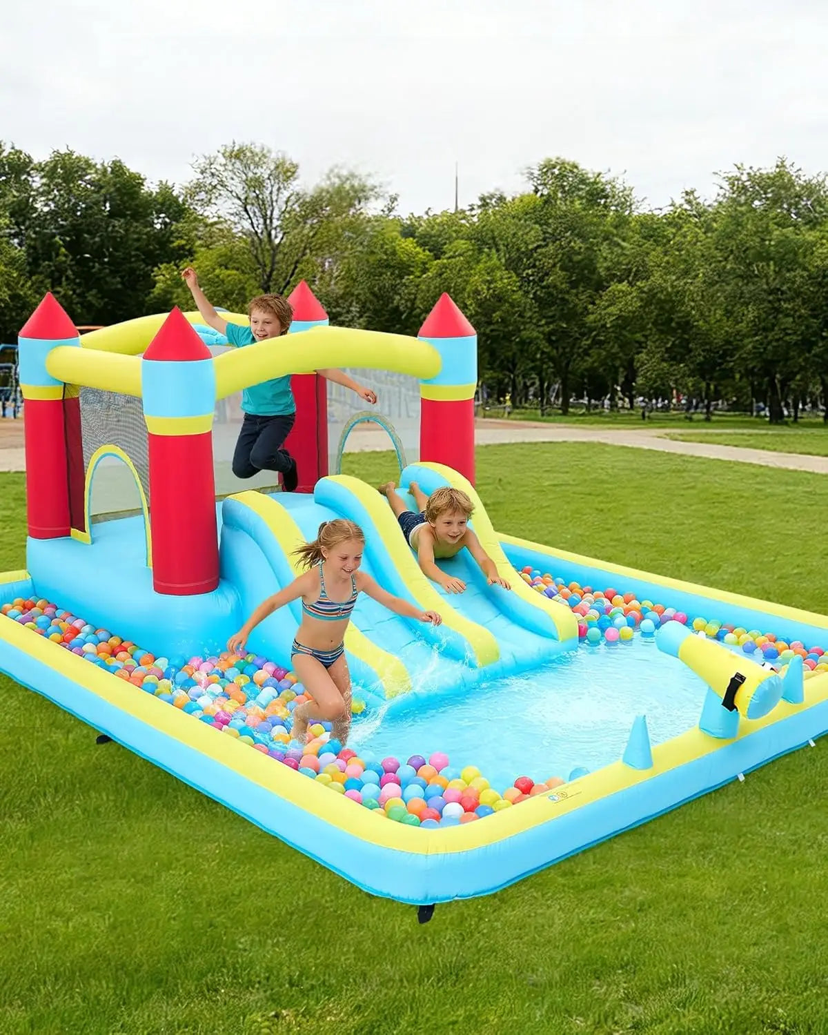 Indoor Outdoor Bounce House for Kids Inflatable Jump Castle with Slide & Blower – Home Backyard or Commercial Play Family Fun