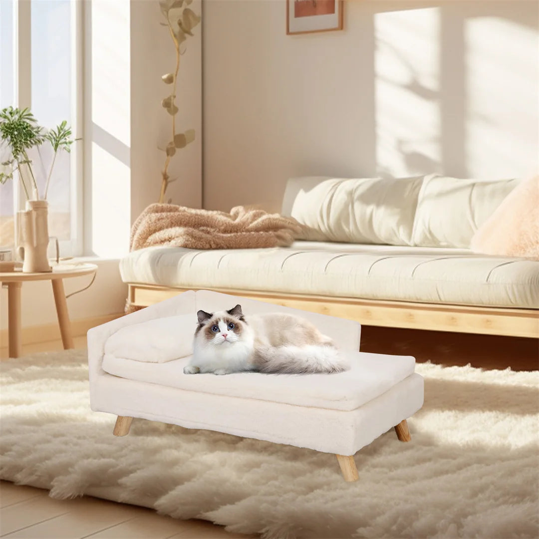 L Shape Pet Sofa Bed With Waterproof Rubber Wood Legs