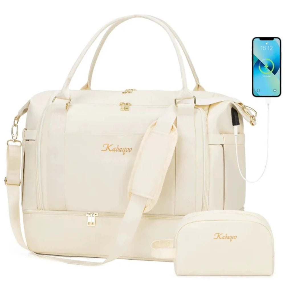 Kabaqoo Waterproof Travel Gym Bag With Shoe Compartment