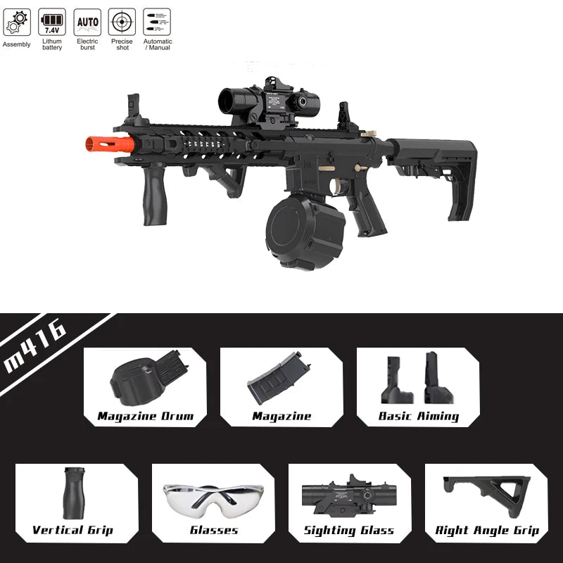 M4 Electric Gel Ball Toy Rifle Dual Mode Automatic Manual