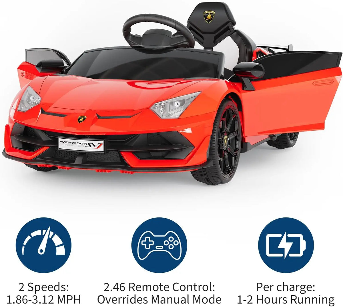 12V Kids Electric 4 Wheel Drive Off-Road Toy Rechargable Battery Car Parent Remote + Kid Pedal Dual Control, Bluetooth/AUX/TF/USB Audio Dual 25W Motors, 1-2H Playtime Offroad Vehicle Adult Toy Gift for Kids