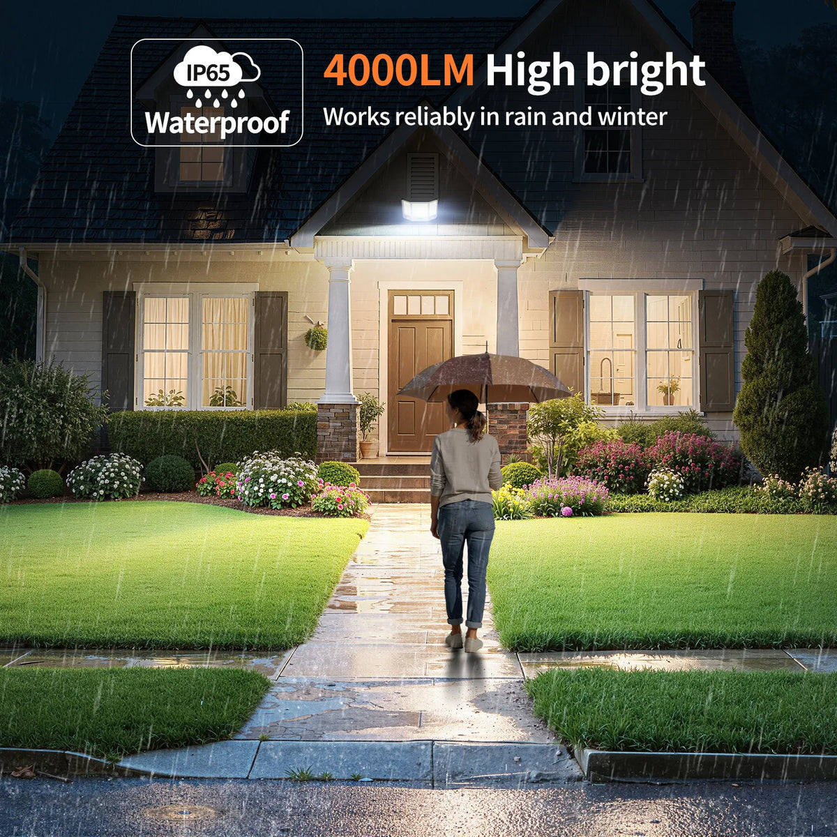 Intelamp Solar Dual Sensor LED Flood Light With Backup Battery