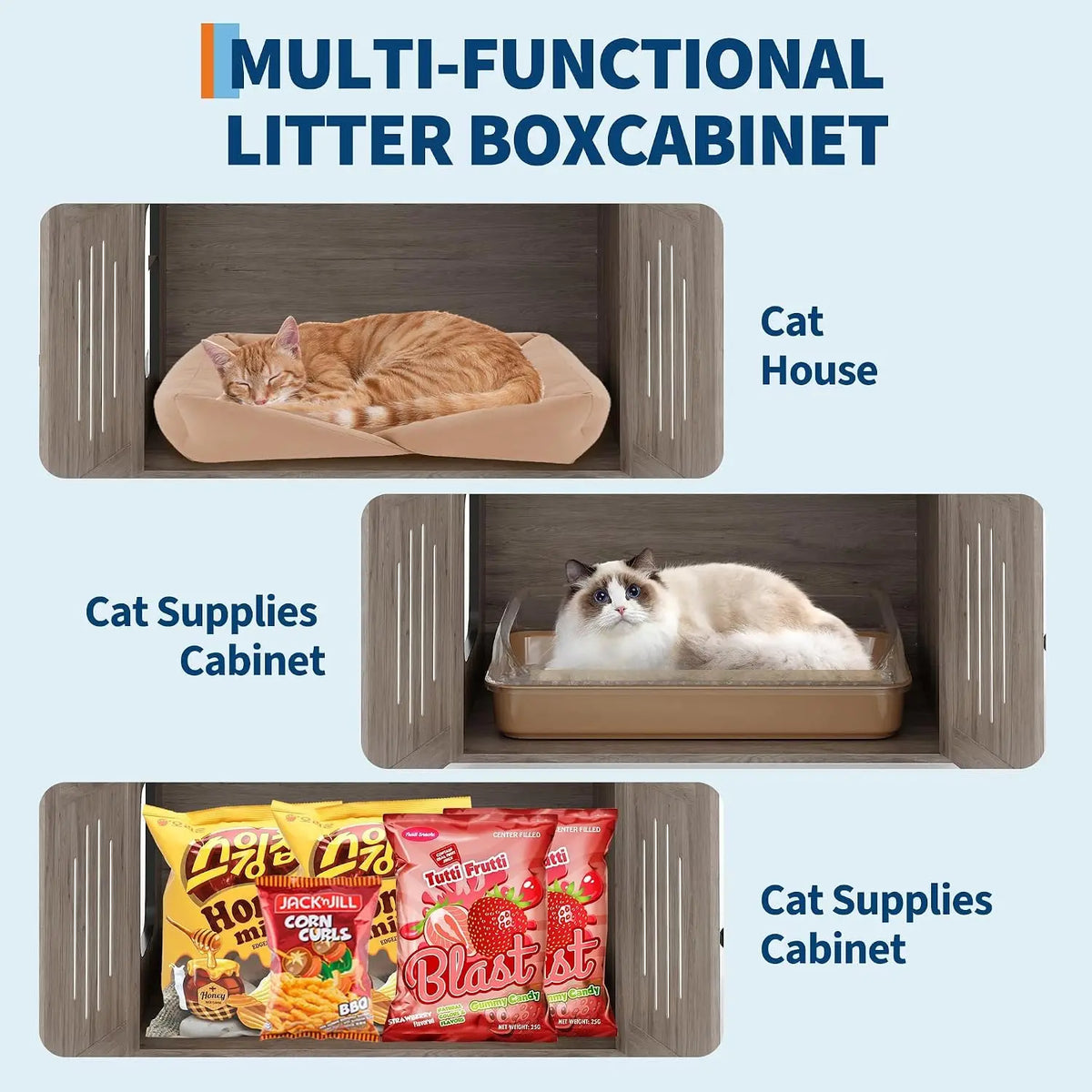 Tackleekii Multi Level Cat Tower With Hidden Litter Box
