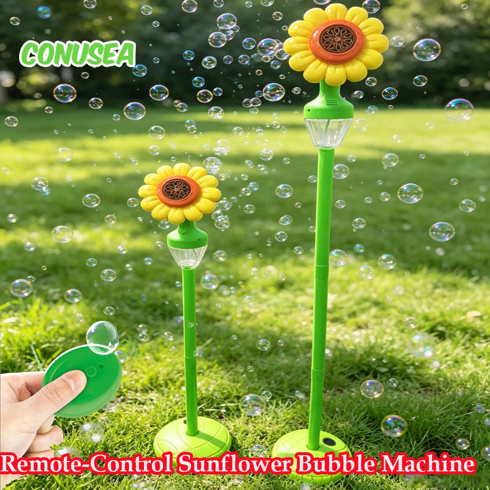Electric Street Lamp Soap Bubble Machine Maker Automatic Sunflower Bubble Gun Outdoor Games for for Wedding Birthday Party Toys