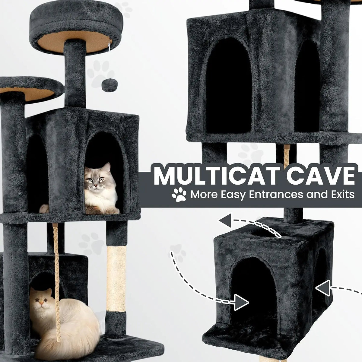 Multi Level Cat Tree Condo With Sisal Scratching Post And Cave