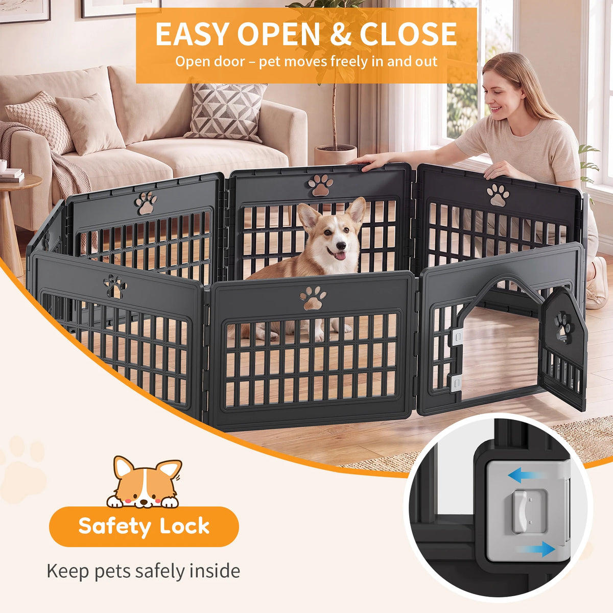 Jhk Durable Plastic Dog Playpen For Indoor And Outdoor Use