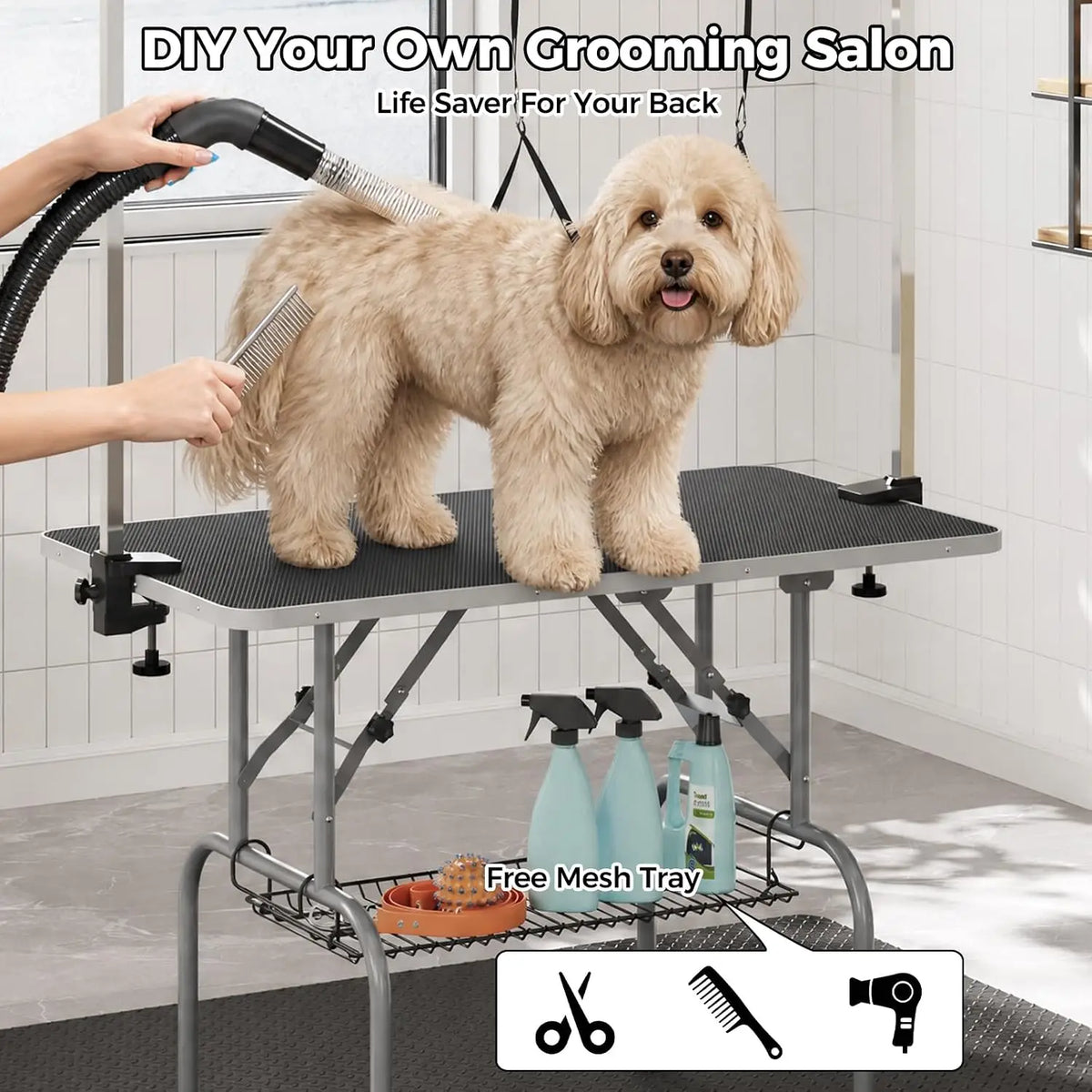 Garvee Professional Foldable Stainless Steel Dog Grooming Table