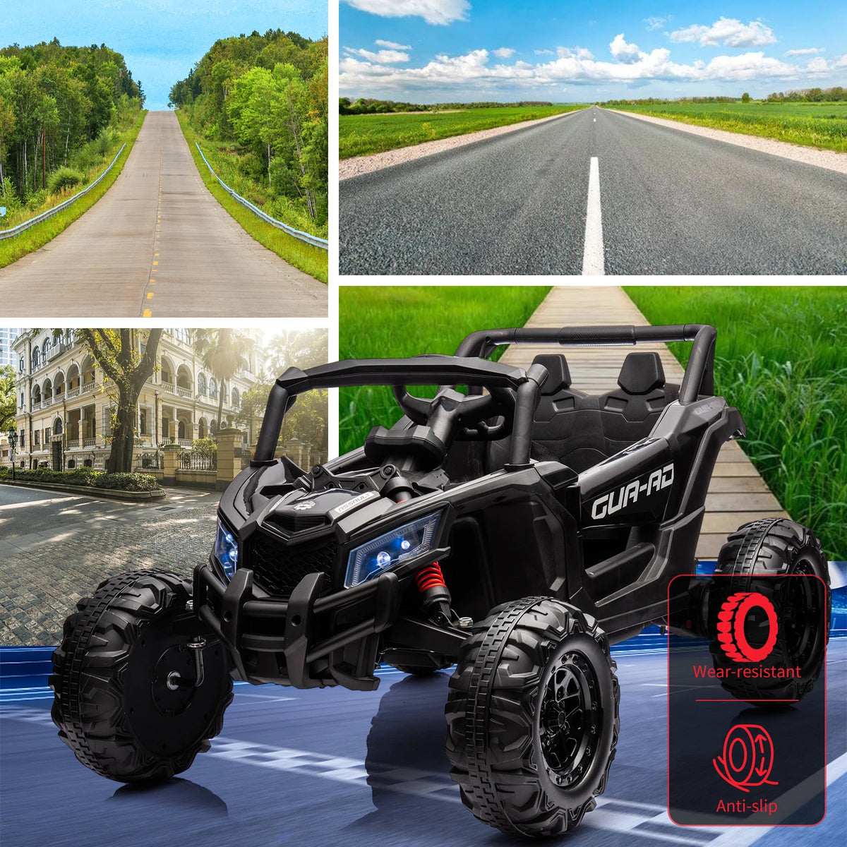 24V Kids Ride-On UTV (2-Seater) - Parent Remote Control - Dual 200W Motors - Spring Suspension - Metal Frame - LED Lights, USB Music - Off-Road Electric Car Toy