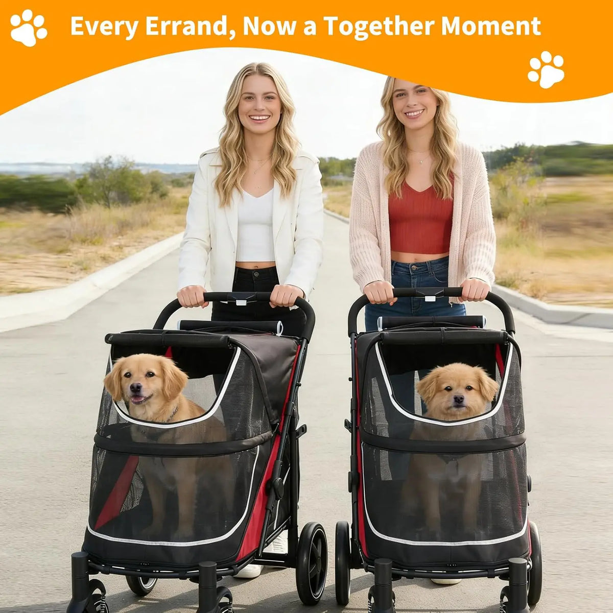Heavy Duty Foldable Dog Stroller Featuring Mesh Ventilation
