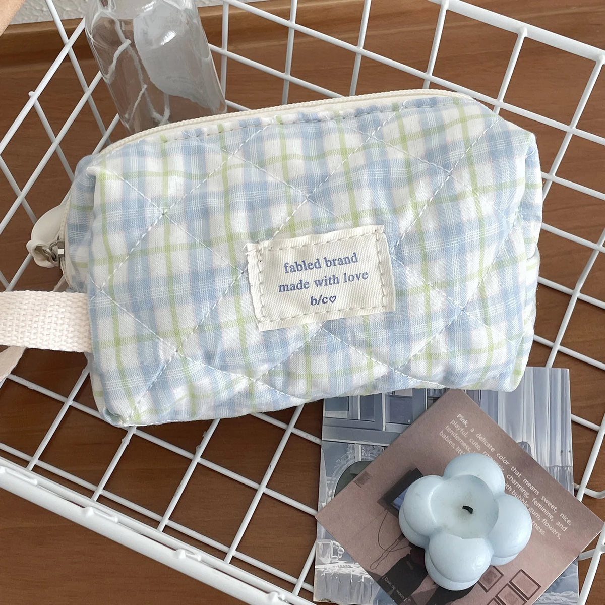 Vintage Quilted Cotton Floral Travel Makeup Cosmetic Bag For Women