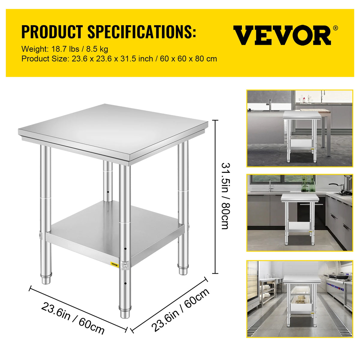 Commercial Stainless Steel Kitchen Workbench With Undershelf