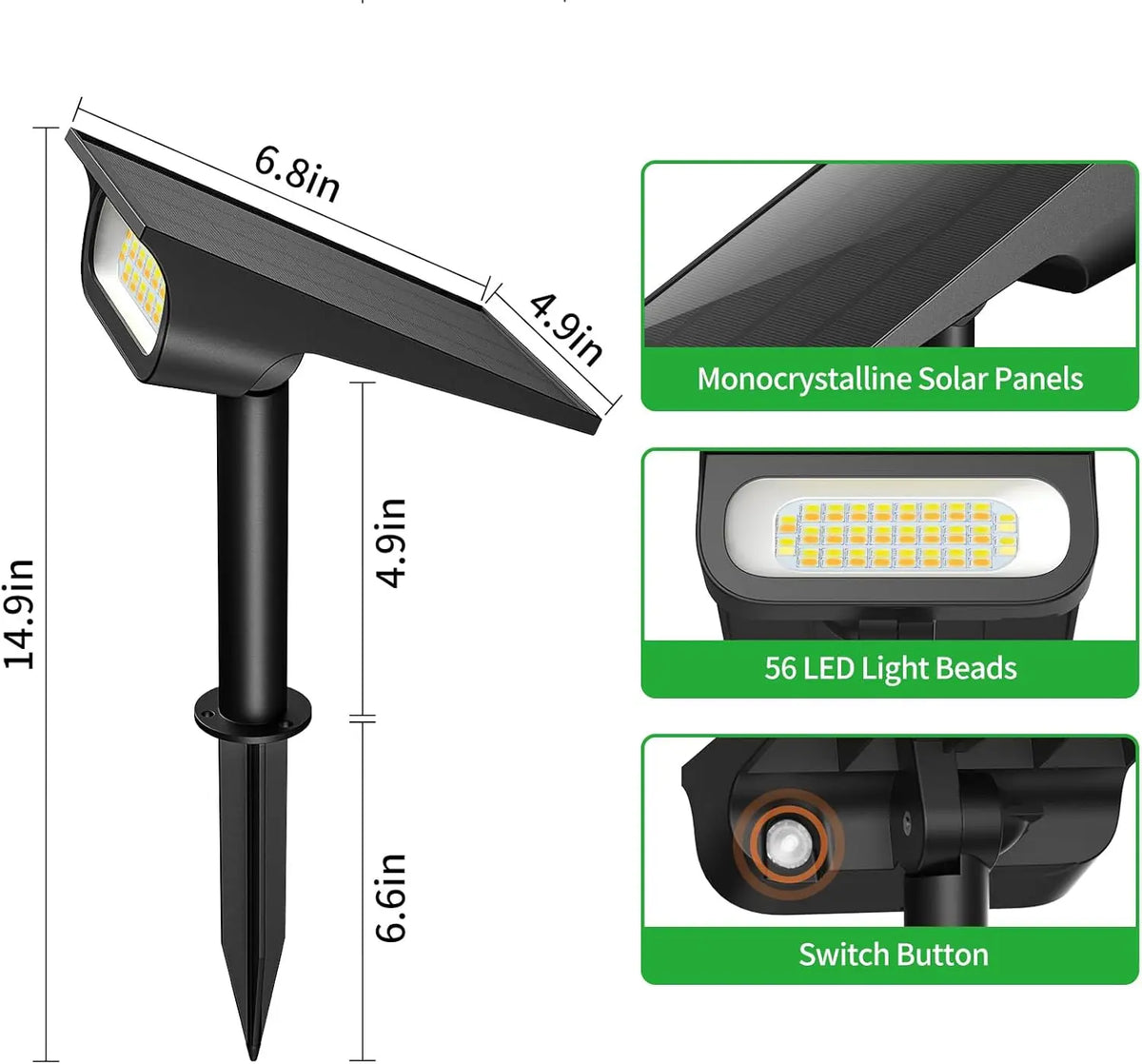Intelamp Outdoor Solar Spotlights Dimmable For Garden And Patio