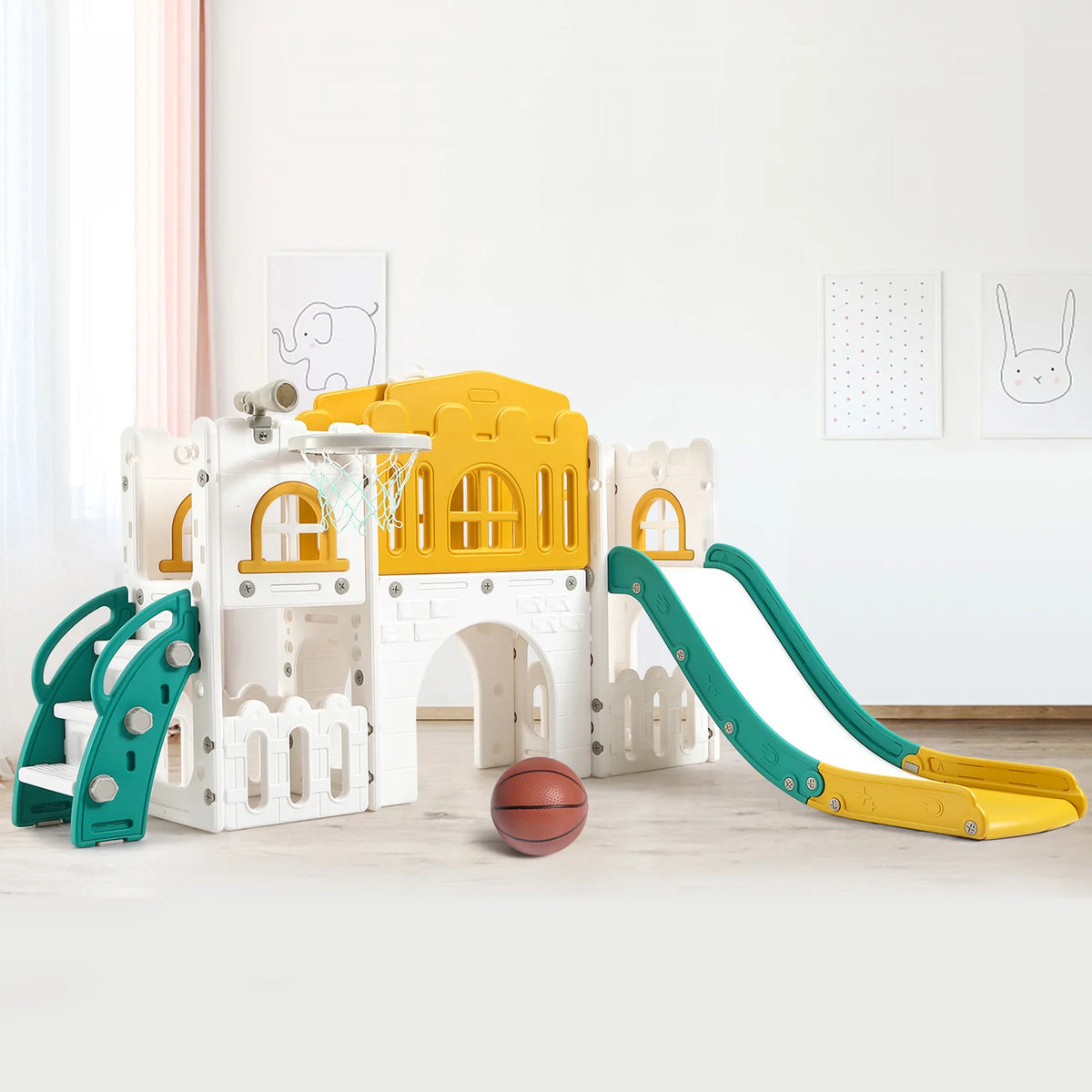 8 In 1 Toddler Slide Indoor Playground, Indoor Slide Toddler Playset For Toddlers 1-3, Kids Outdoor Playground With Slide