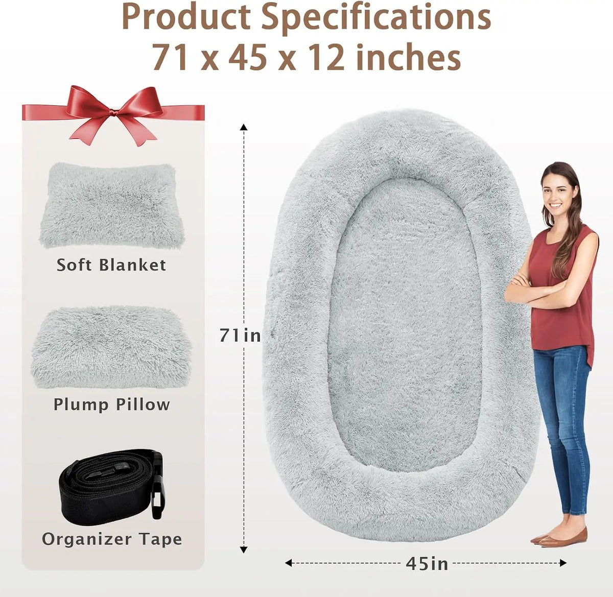 Premium Oversized Washable Cotton Pet And Human Round Bed
