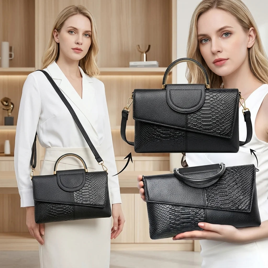 Womens Crocodile Pattern Elegant Messenger Shoulder Crossbody Bag