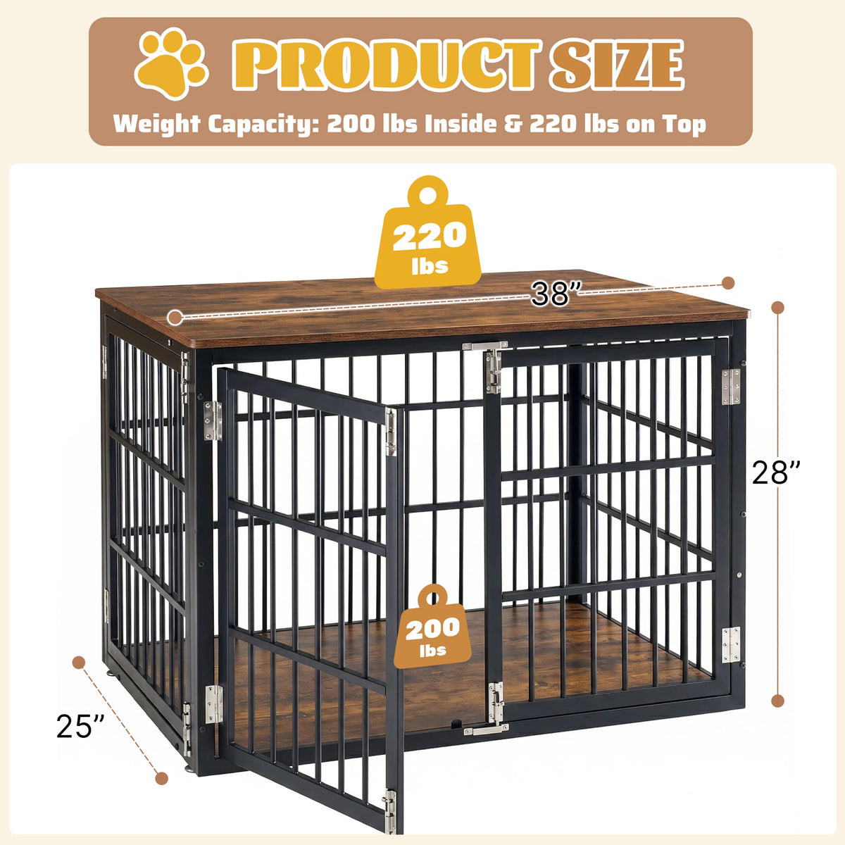 JHK Heavy Duty Iron Dog Cage With Double Lock Kennel