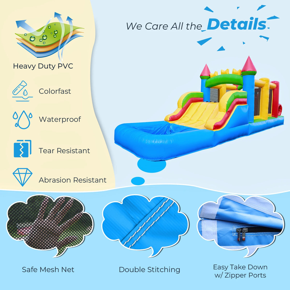 King Inflatable Macaroon Water Slide And Ball Pool Play Center