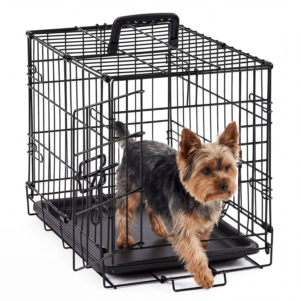 JHK Metal Foldable Dog Crate With Secure Lock Design