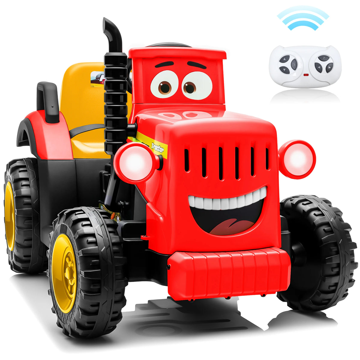 12 Volt Ride on Toys, Cute Ride On Tractor for Toddlers, Power Car Wheels with LED Lights, Music, Horn, Safety Belt