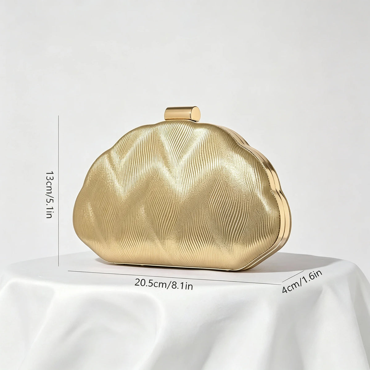 Women Cloud Shape Metallic Sequined Clutch Bag With Crossbody Chain