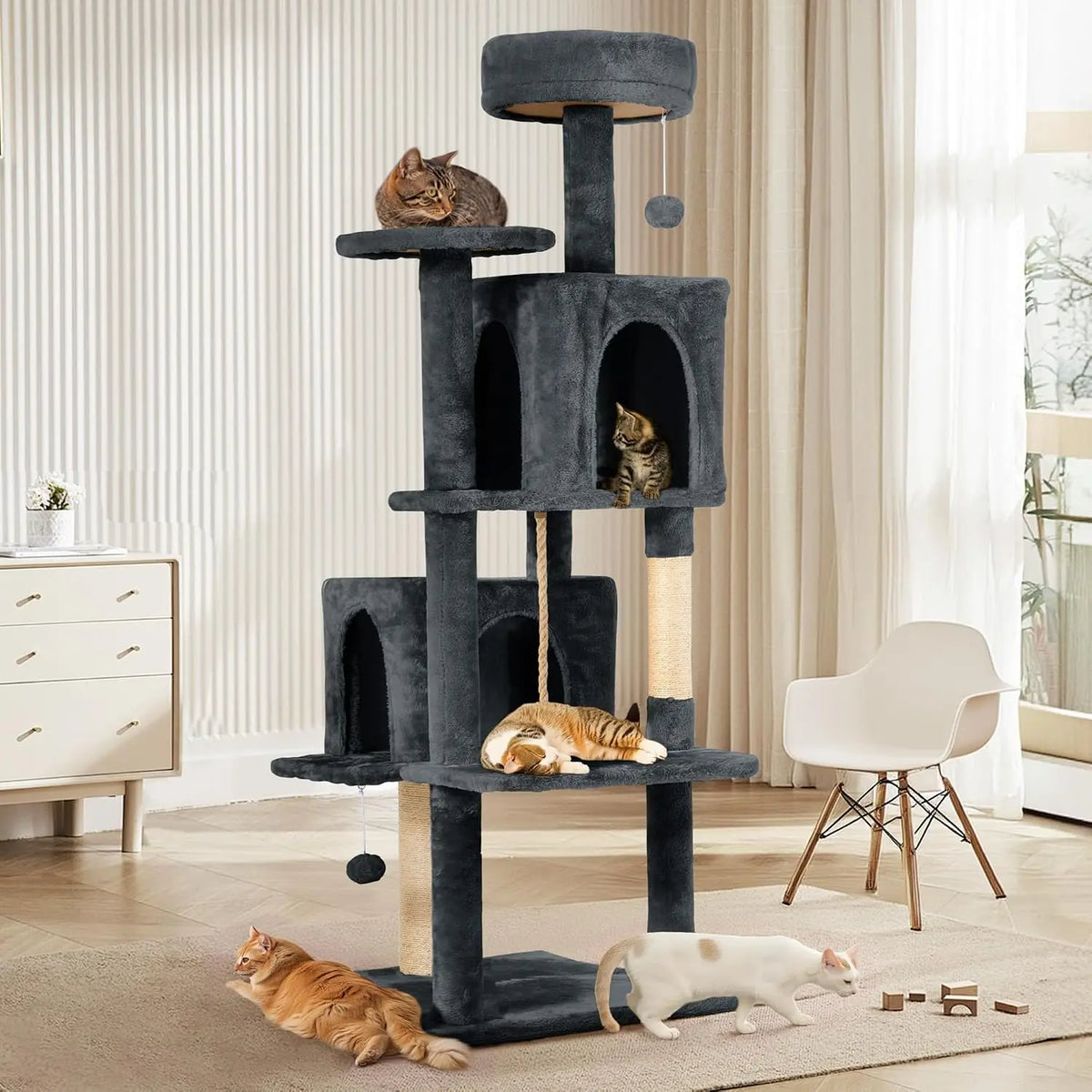 Multi Level Cat Tree Condo With Sisal Scratching Post And Cave