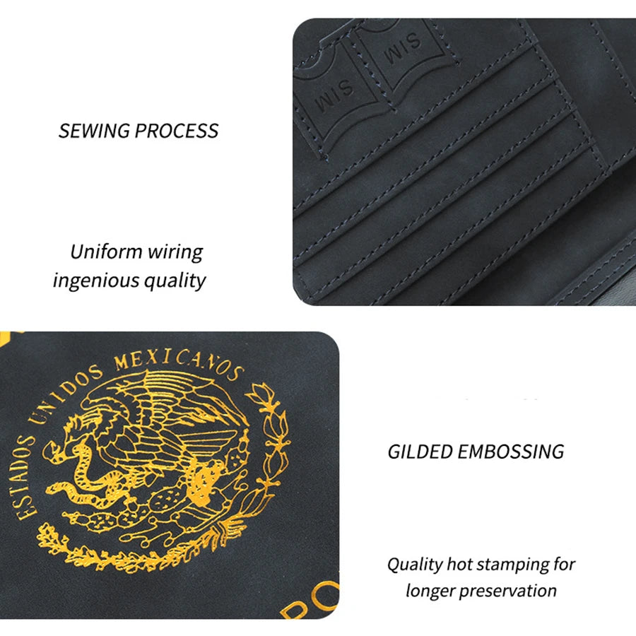 Mexican Passport Cover Synthetic Leather Travel Document And Card Holder