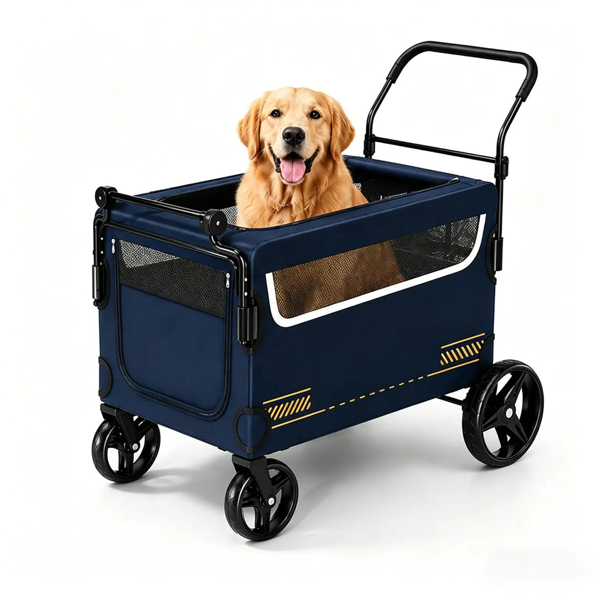 Collapsible Dog Stroller Wagon With Ramp And All Terrain Wheels
