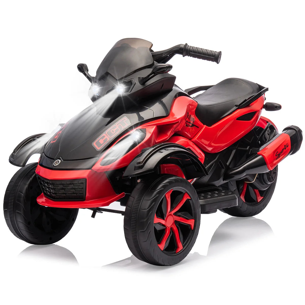 12V Kids Ride-On ATV 3-Wheel Electric Motorcycle - Battery Powered Ride-On Toy - LED Lights & Music - Treaded Tires for Outdoor Off-Road - Ages 3-8