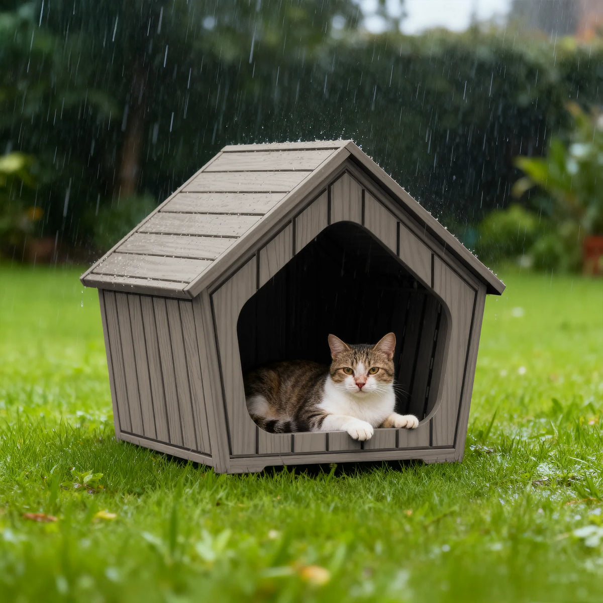 Waterproof Plastic Gable Roof Outdoor Pet House And Kennel