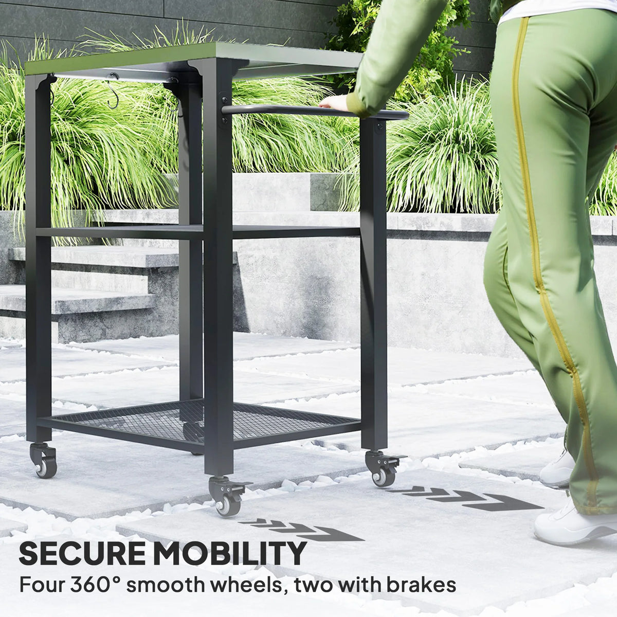 Outsunny Stainless Steel Outdoor Movable Grill Cart Food Prep Table