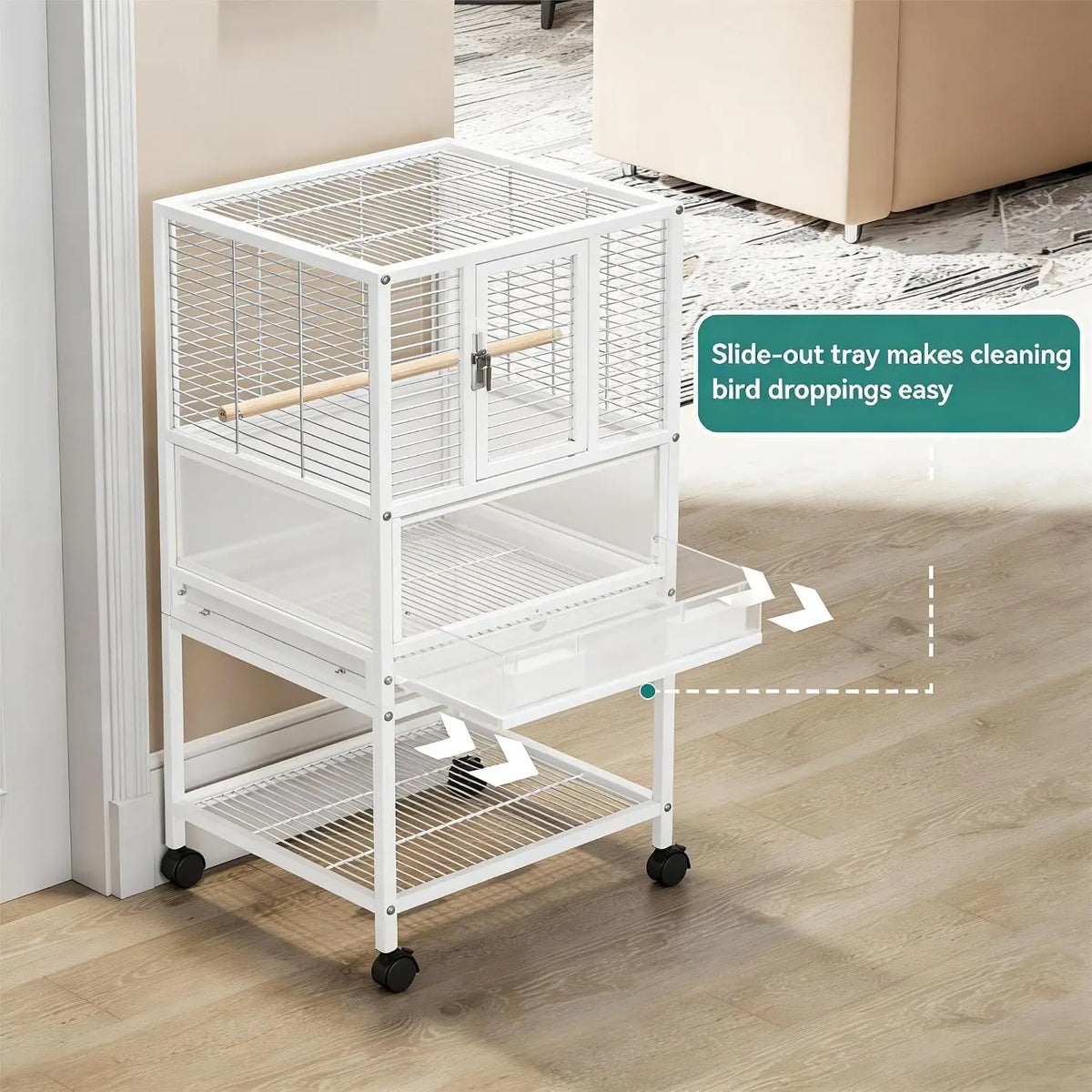 Premium Wrought Iron Bird Cage Versatile Travel Carrier With Wheels