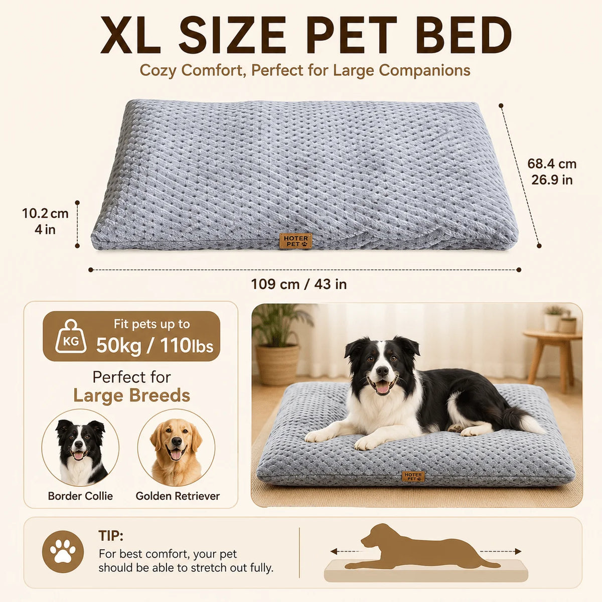 BOFNL Thickened Mesh Dog Bed Mat Comfortable Pet Floor Cushion