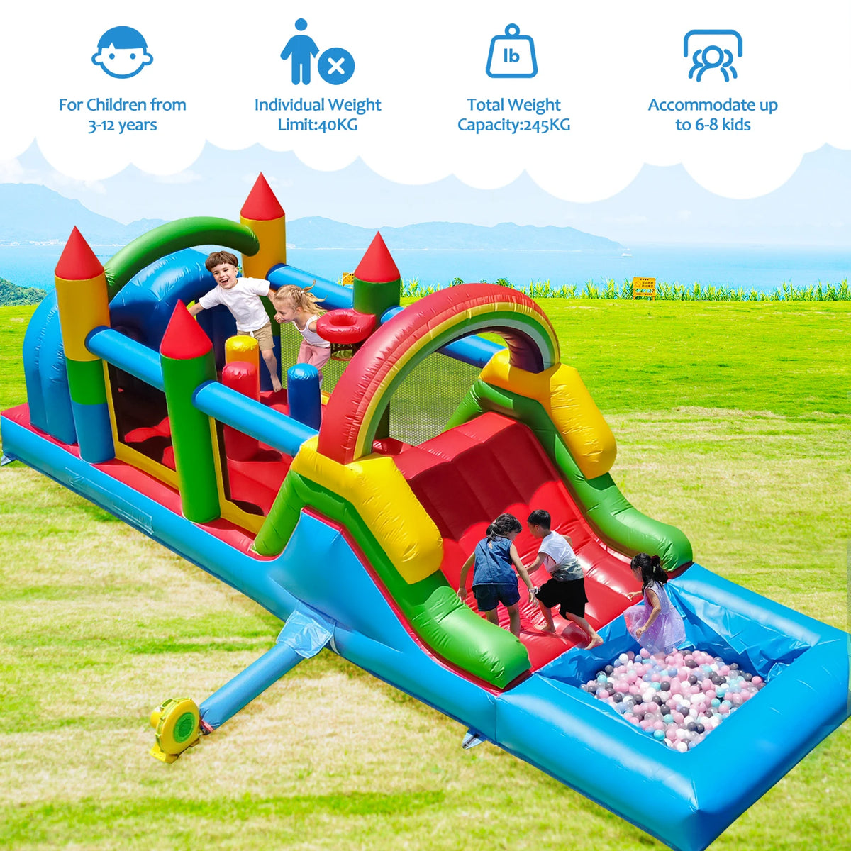 Inflatable bouncing bed Commercial Grade Inflatable Water Slide Dual Lane Castle with Pool Heavy Duty PVC Backyard Family Party