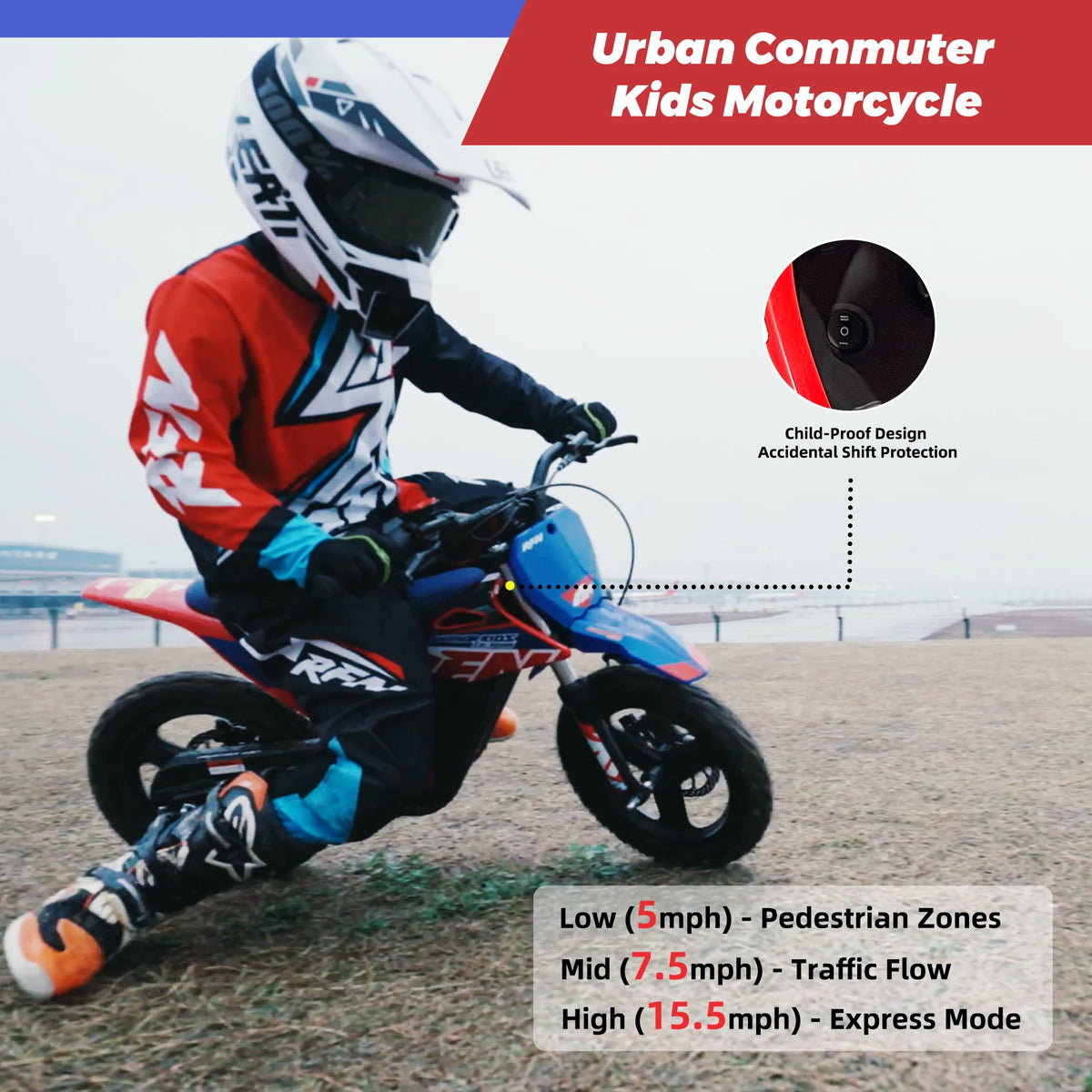 RFN Warrior Kids Electric Dirt Bike | Kids Electric Off-Road Motorcycle | Speed Ride |Multi-Speed,Outdoor Ride for Age 3-8