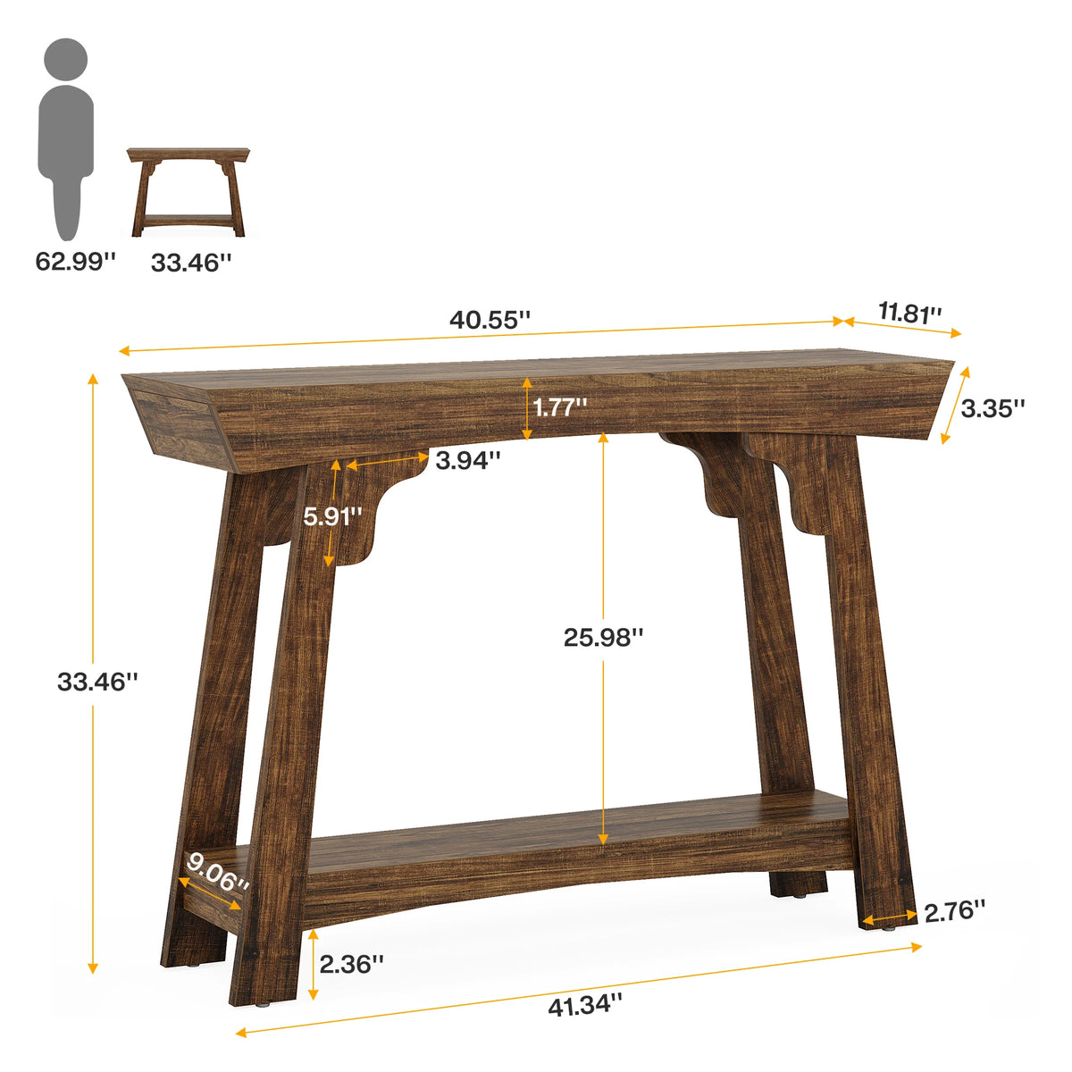Tribesigns Wooden Entryway Console Table With Storage Shelf