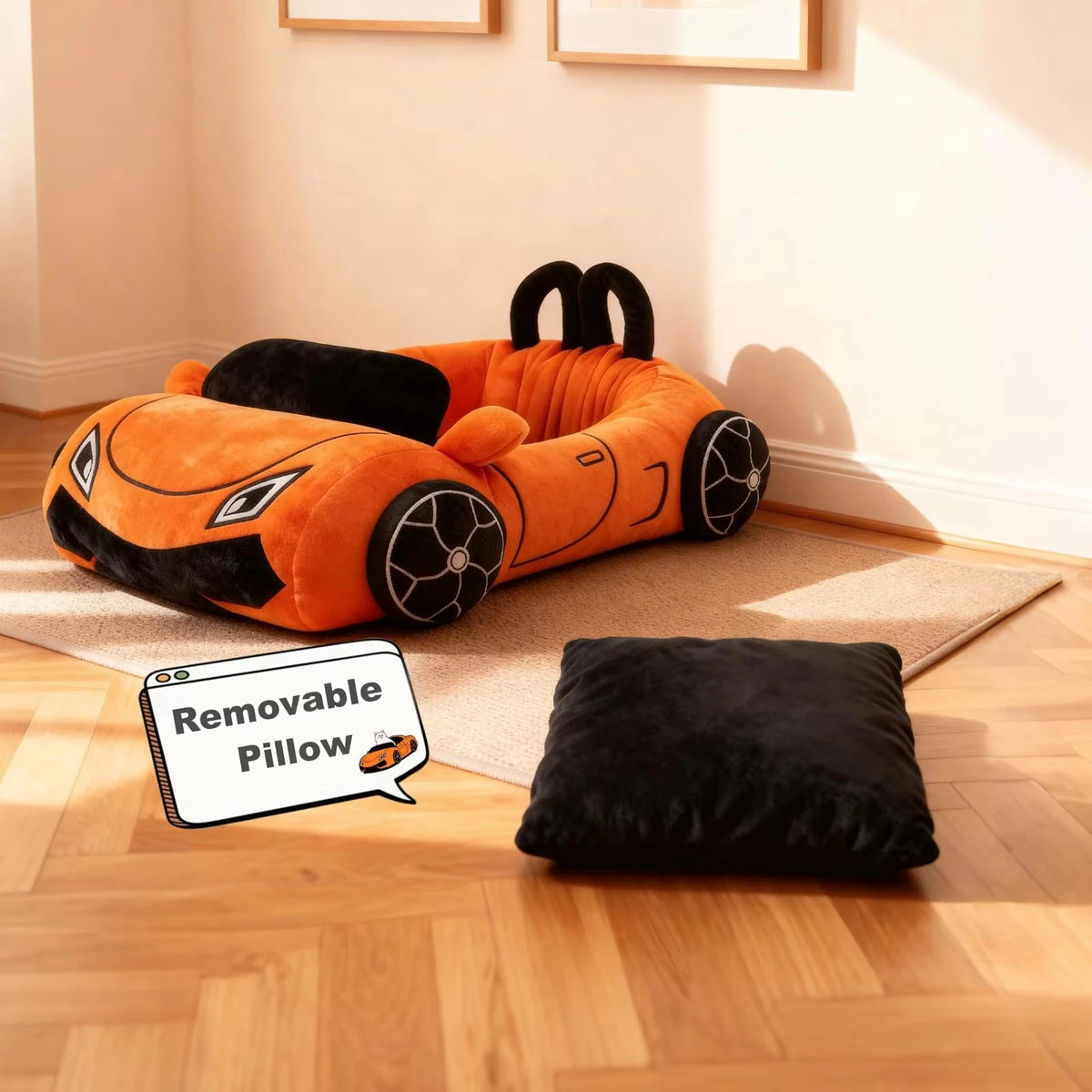 CWV Coral Fleece Supercar Cat Bed With Pillow Cover