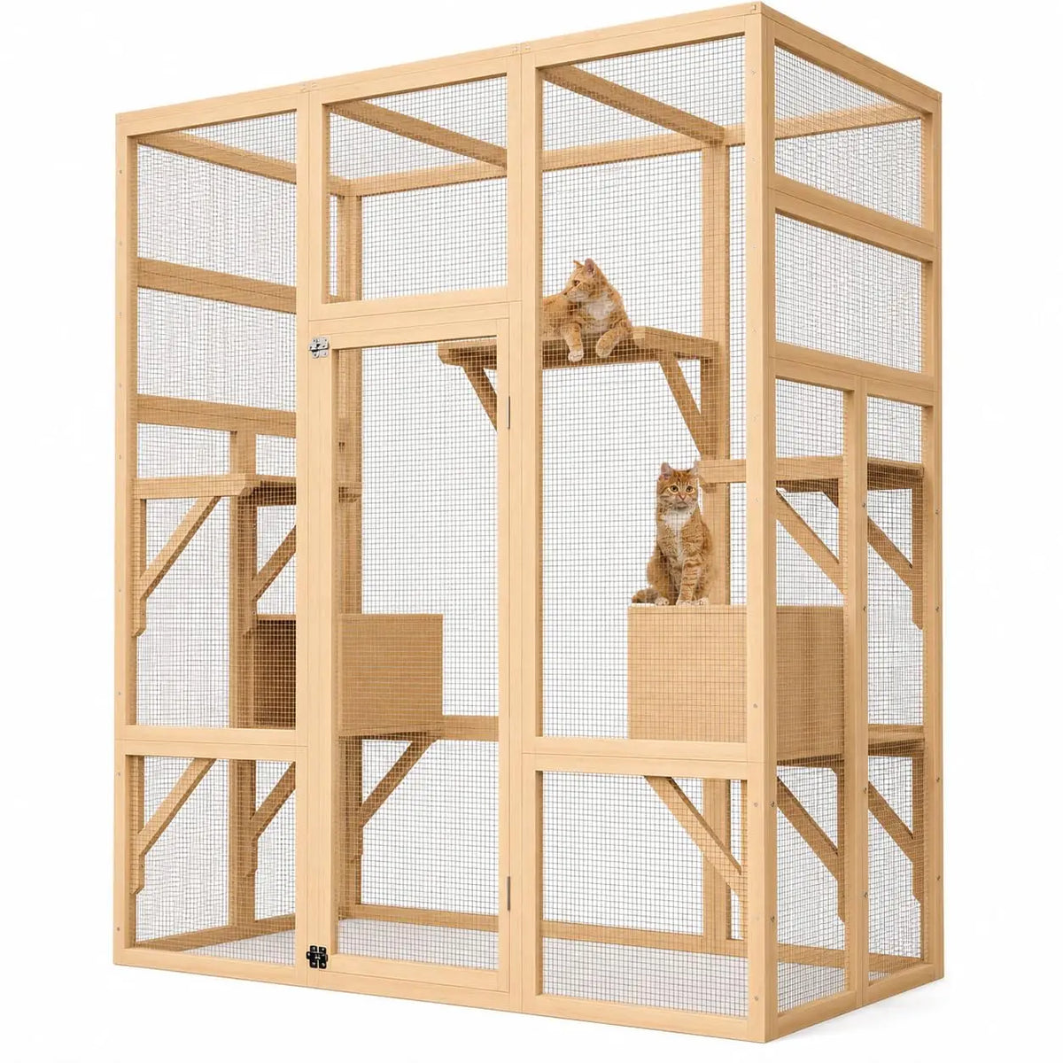 HiMISS Outdoor Wooden Catio Cat Enclosure With Waterproof Cover