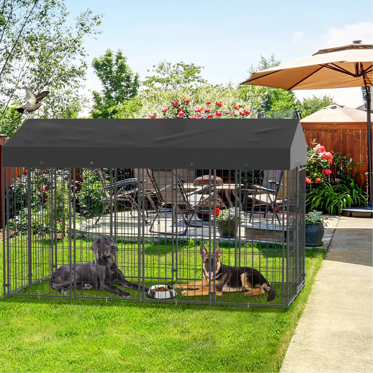Bingopaw Outdoor Dog Kennel With Durable Weatherproof Canopy