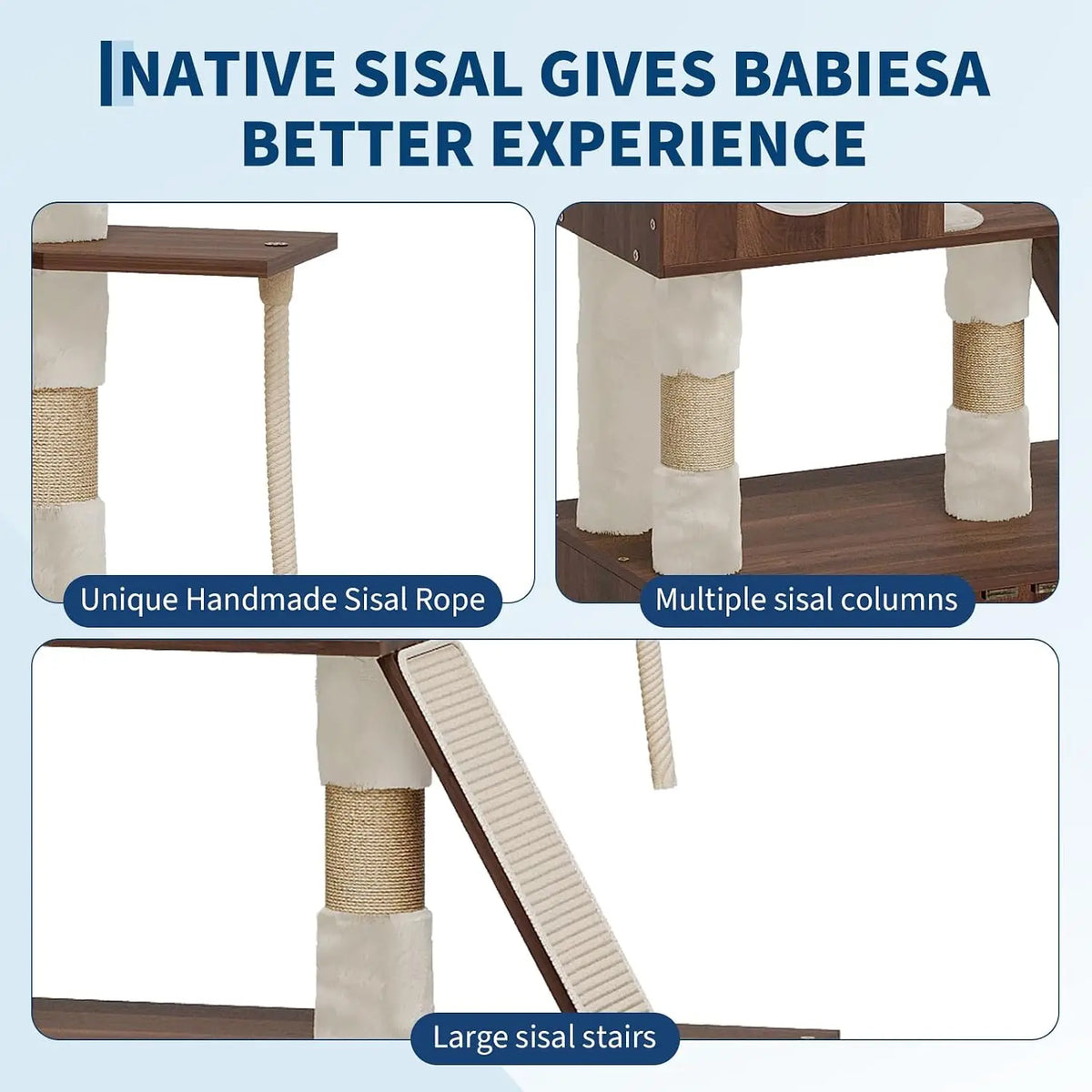 Tacleekii Multi Level Rattan Cat Condo With Space Capsule Design