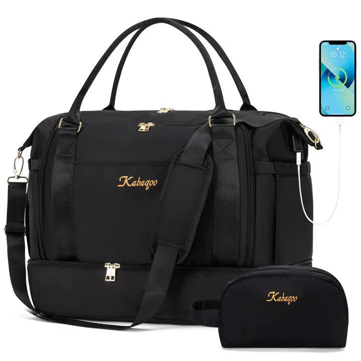 Kabaqoo Waterproof Travel Gym Bag With Shoe Compartment