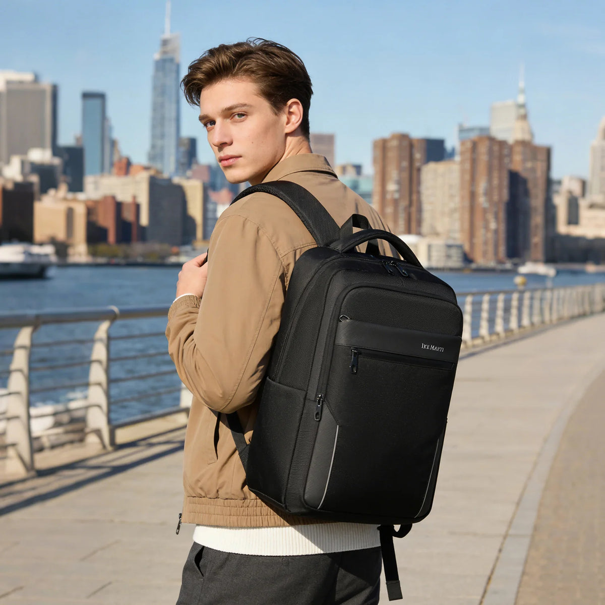 Durable Nylon Business Backpack With Ergonomic Straps And Laptop Compartment