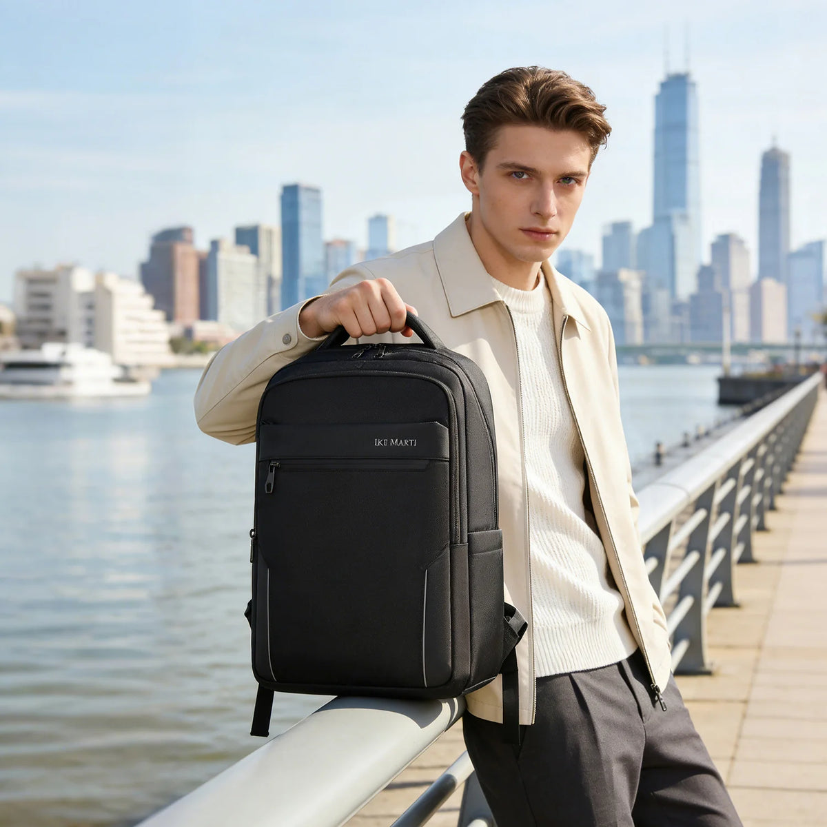 Durable Nylon Business Backpack With Ergonomic Straps And Laptop Compartment