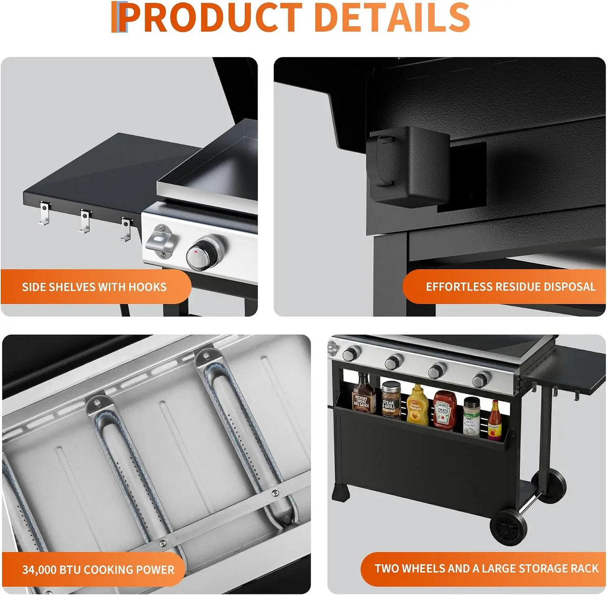 Tacleekii Four Burner Portable Propane Gas Flat Top Griddle