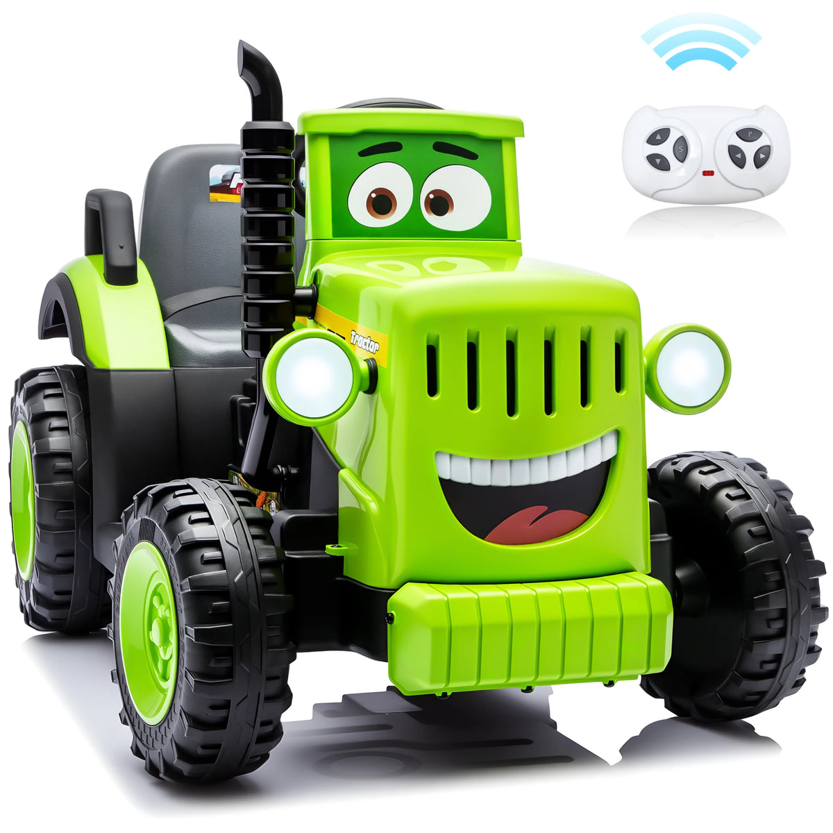 12 Volt Ride on Toys, Cute Ride On Tractor for Toddlers, Power Car Wheels with LED Lights, Music, Horn, Safety Belt